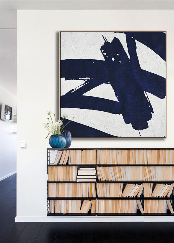 Navy Blue Minimalist Painting #NV184A - Click Image to Close